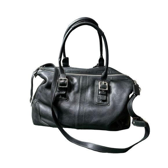 COACH Black Leather‎ Hamilton Satchel F13811 Shoulder Handbag - Picture 1 of 8